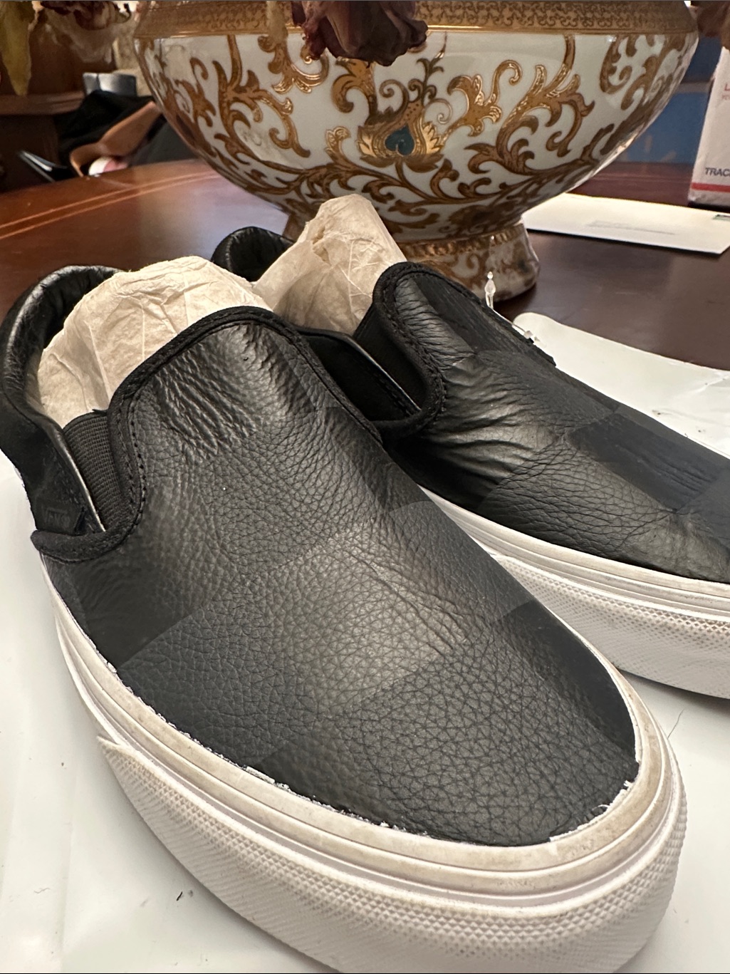 66 Brand New Vans Leather Checkerboard Slip On Shoes
